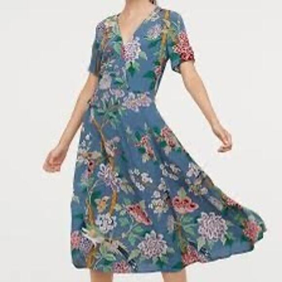 GP & J Baker‎ H&M Dress Midi Blue Floral Print Tea Dress - Picture 4 of 15